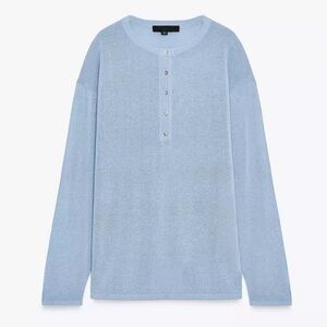 NWT ZARA Light Blue Long Sleeve Henley Shirt